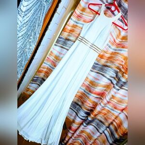 Elegant White Maxi Dress with Gold Waist Detail